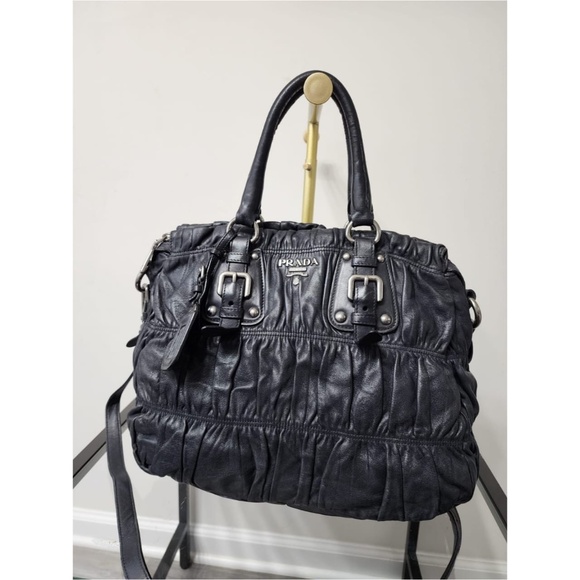 Authentic PRADA Nappa Leather Gaufre Tote Bag Black - Picture 13 of 15